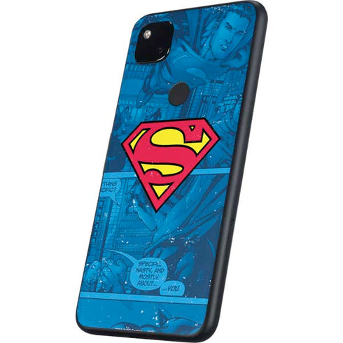 DC Comics Superman Logo Background Pattern Google Pixel 4a Skin